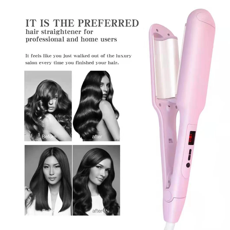 Electric Hair Curling Iron Hairdressing Ceramic Flat Iron Shape Curling Corn Splint Fluffy Liquid Crystal Display Wavy Hair Iron