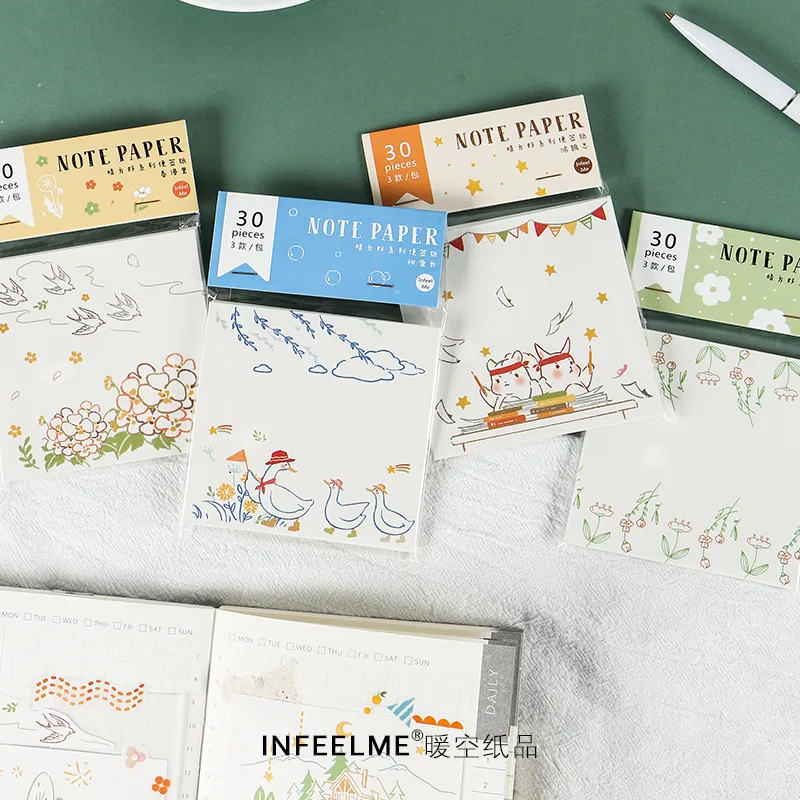 

1set/lot Memo Pads Sticky Notes Sunny square series Paper Notepad diary Office School stationery