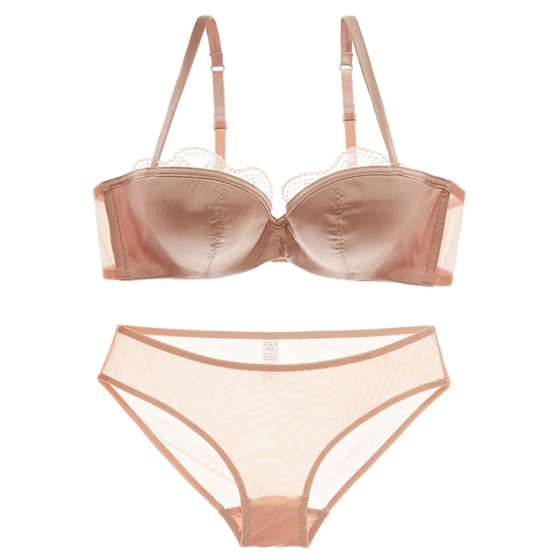 

Breathable Women's Ultra Thin Underwire Non Padded Top & Panties Lace Solid Unlined Bra Set 32 34 36 38 A B C D