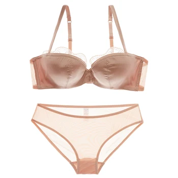 

Breathable Women's Ultra Thin Underwire Non Padded Top & Panties Lace Solid Unlined Bra Set 32 34 36 38 A B C D