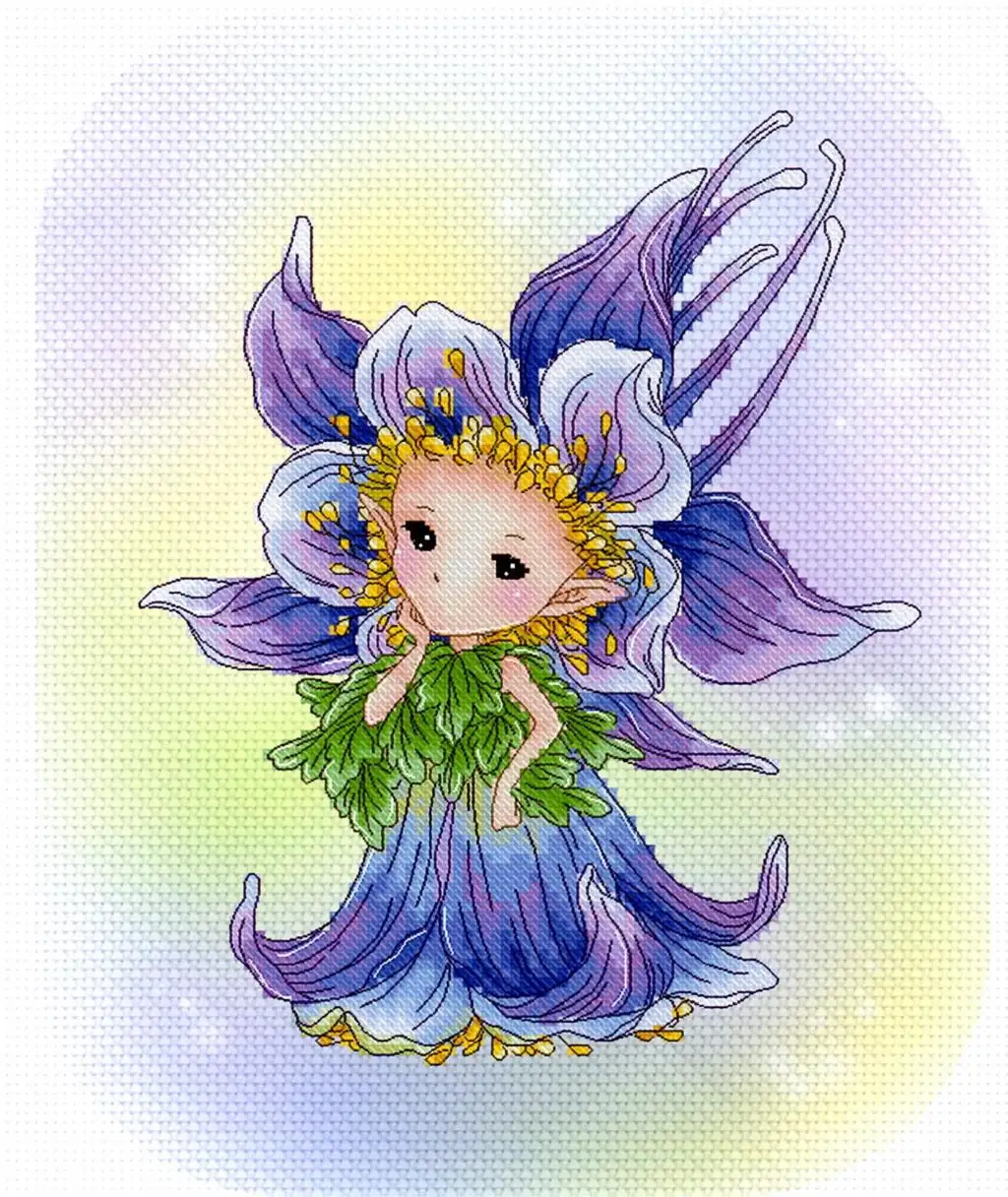 

HH Counted Cross Stitch Kit Fan blowing a fan Handmade Needlework For Embroidery 14ct Cross Stitch Dogweed Wizard