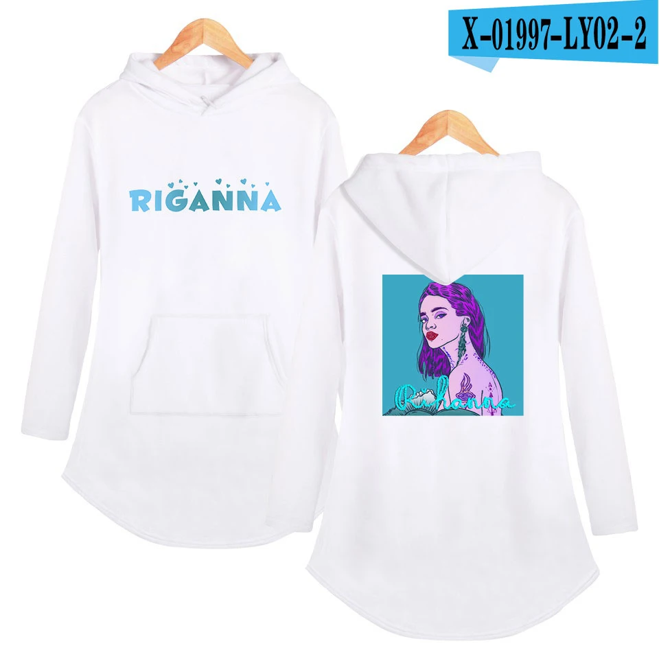 Толстовки Rihanna женские с принтом брендовая Женская Спортивная толстовка с капюшоном повседневные пуловеры с длинным рукавом плюс размер дропшиппинг - Цвет: white