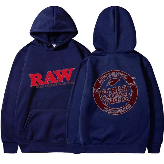 RAW Fashion Hoodie Men's Sweatshirt Polar Fleece Hooded Harajuku Hip Hop Casual Men's Ladies Hoodie High Quality Pullover Hoodie navy