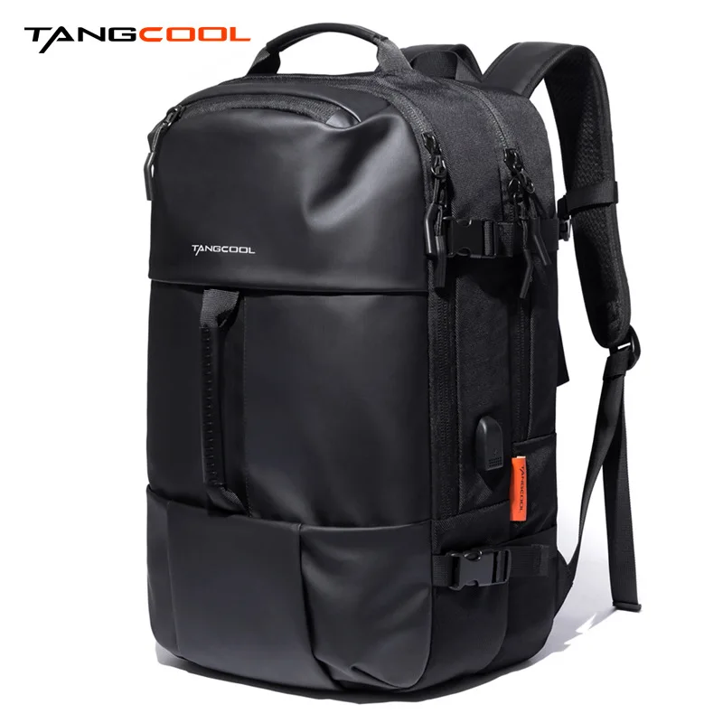 Tangcool, мужские многофункциональные рюкзаки для ноутбука 15,6 дюймов, новинка, модная школьная сумка для подростков, водонепроницаемые мужские дорожные походные сумки - Цвет: Черный