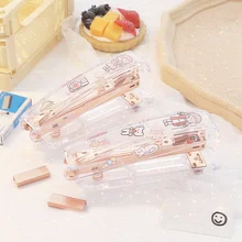 

1pc Bookbinding Golden Stapler Office Equipment Kawaii Rose Gold Desktop Stationery Accessories for Gifts Cute School Supplies