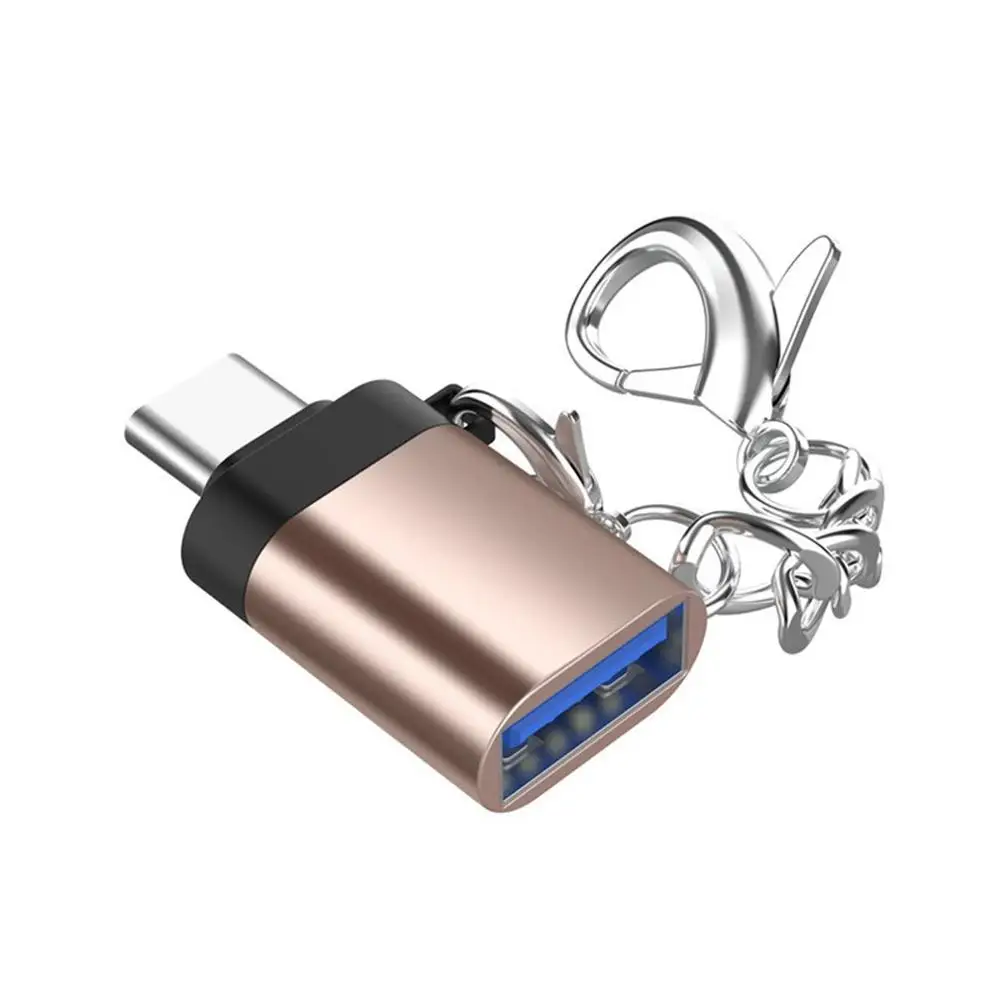 Адаптер USB 3,0 type-C с разъемом типа C OTG для синхронизации данных и зарядки для Macbook huawei samsung S8 S9 S10 Plus с цепочкой - Цвет: Gold
