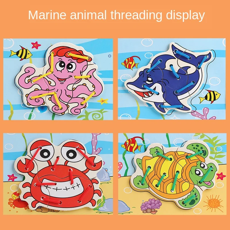 Детская деревянная головоломка с морскими фермами и животными, раннее образование, Когнитивная игрушка с резьбой, взаимодействие родителей и детей
