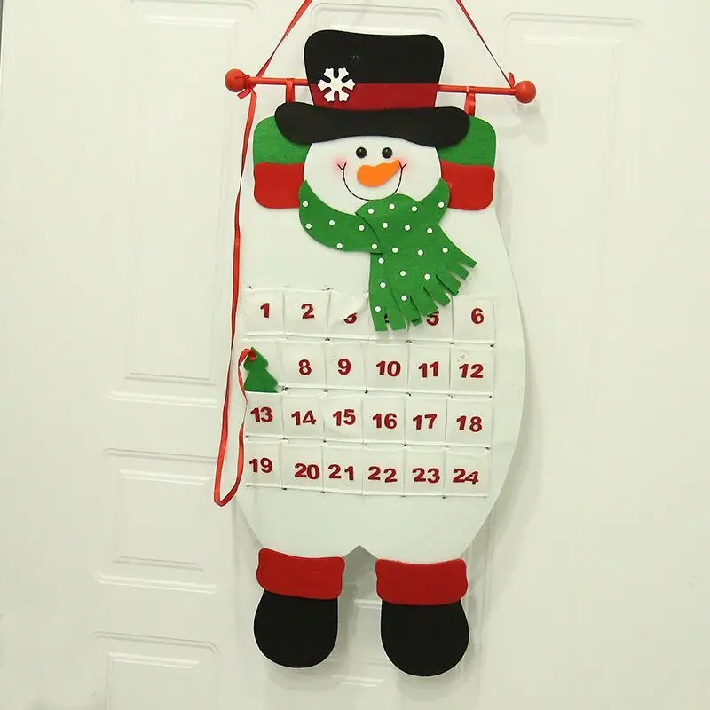 Snowman Рождественский календарь войлочная ткань Санта Клаус Снеговик орнамент с оленями рождественские подарки новогодний домашний офисный кулон украшения реквизит - Цвет: Snowman