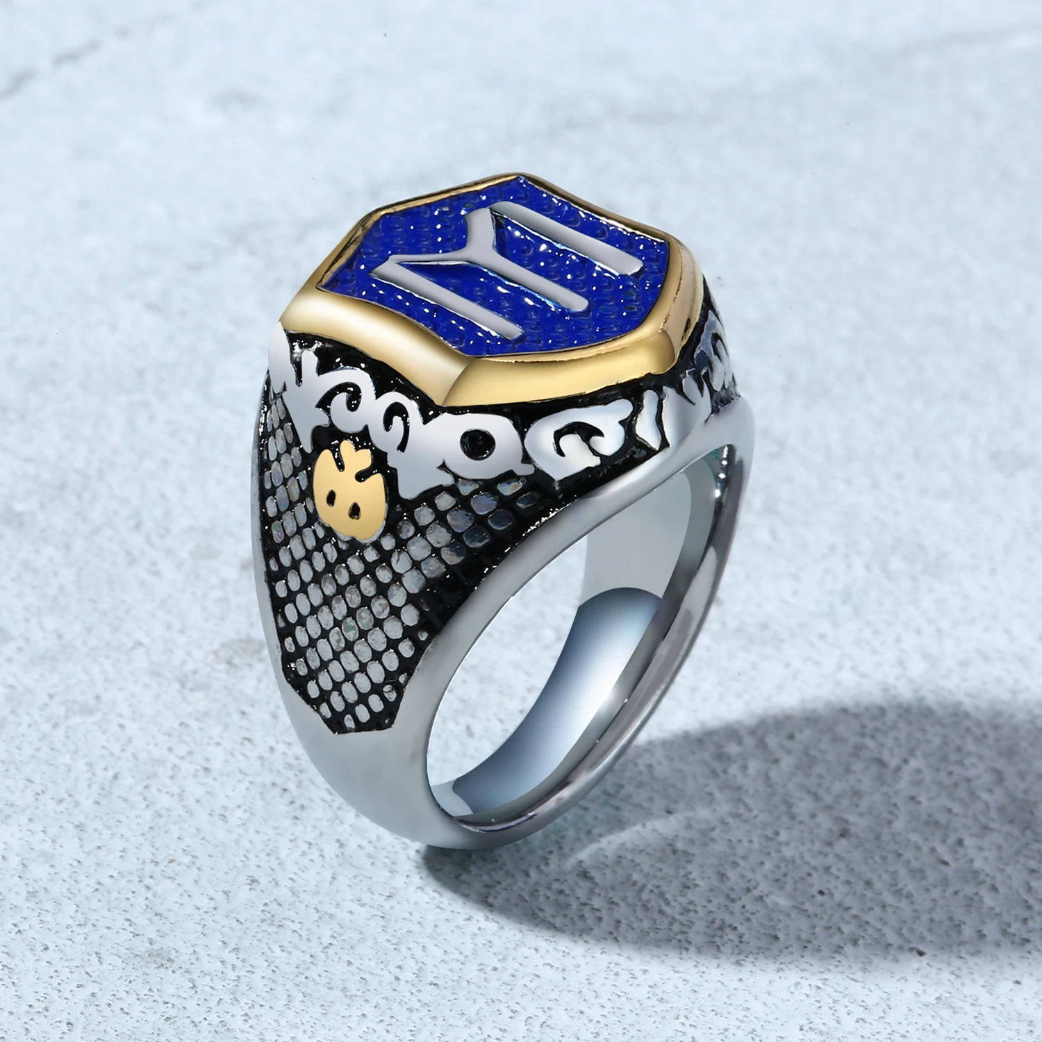 

"M" Initial Signet Rings in Stainless Steel Letter "M" Signet Antique Band