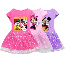 Летнее платье для малышей, девочек с изображением героев мультфильмов «Микки Маус», «Минни Маус платье для девочки, детская одежда для вечеринки, дня рождения балетное платье Vetement FILLE/модное платье принцессы