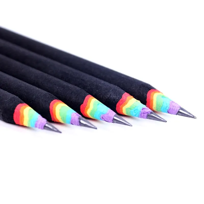 Black&White Creative Environmental protection pencil Paper material Rainbow Pencil Black Pencil School office stationery supply