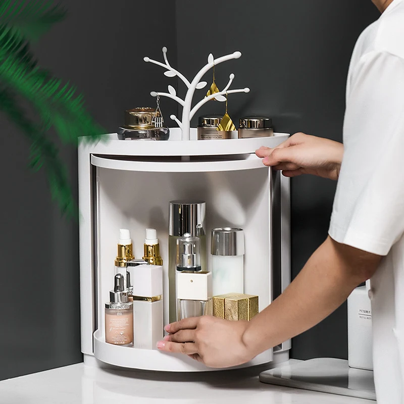 

Multi-function Storage Rack 360 Degree Rotating Triangular Shelf for Bathroom Corner LBShipping