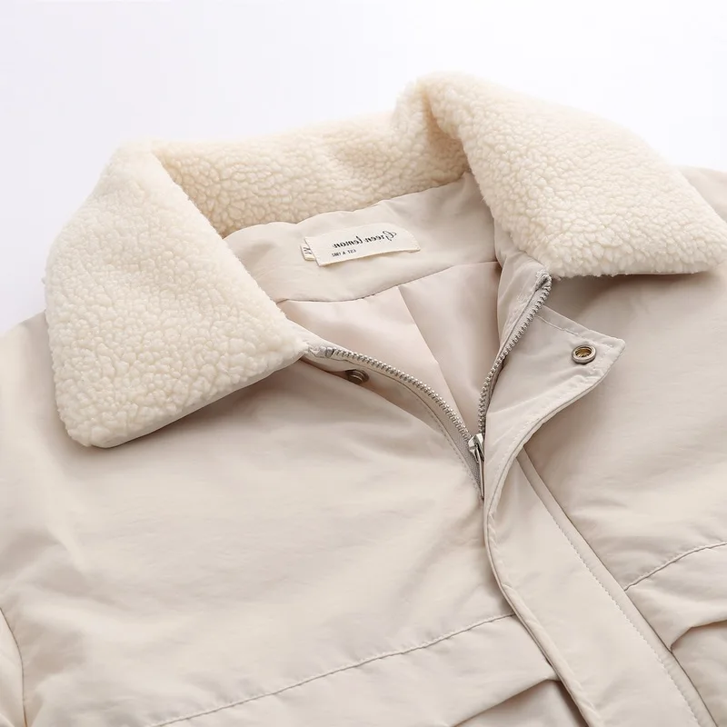 

AliExpress Lamb Fur Collar down Coat Short Thick Cotton Overcoat Female Winter New Style Cotton-padded Jacket Students Cotton
