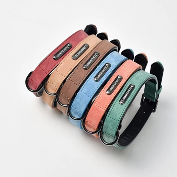 

Dog Collar Leather & Cotton Dogs Collar for Small Medium Large Dogs Puppy Collars Waterproof Pet Necklace Solid Dog Neck Ring