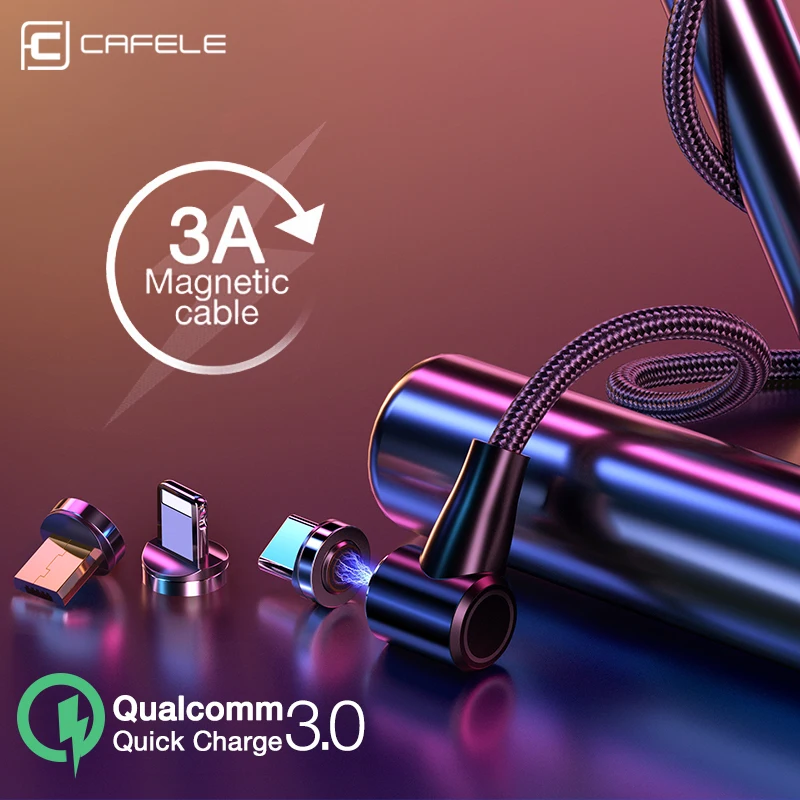 

Cafele Newest L type QC3.0 Magnetic USB Fast Charging & Data Sync Cable type C Micro USB Cable for iPhone Samsung Xiaomi Huawei