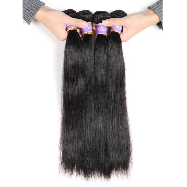 De moda más pelo peruano recto mechones de cabello humano postizo mechones de cabello Natural Remy negro 1/3/4 Uds 8-30 pulgadas