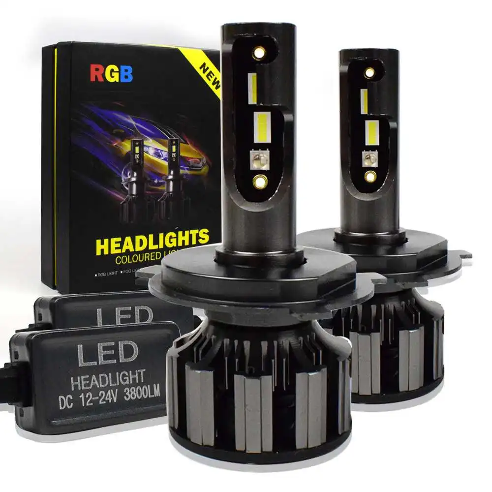 APP Bluetooth Control RGB Car LED Headlight Changeable Color Light H1 H3 H8 H9 H11 9005 9006 Auto Head Lamp LED H4 led H7 Bulbs