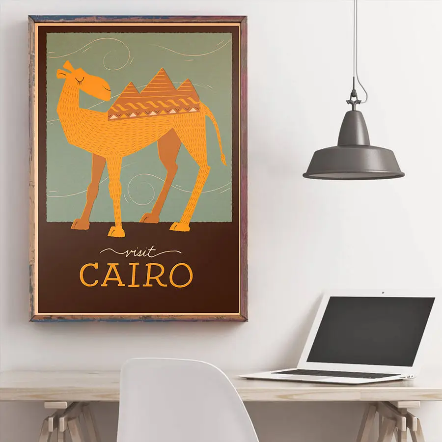 Египетский Каирский плакат ручной рисунок пейзаж природные пейзажи Печать