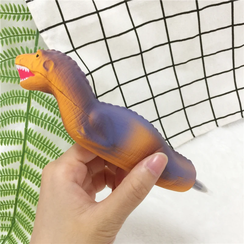 Мягкий Единорог, кот, мороженое, панда, булочка, ручка, колпачок, канцелярский держатель для карандашей, топперы, медленно поднимающиеся, сжимаются, подарок на день детей, игрушка - Цвет: dinosaur 02