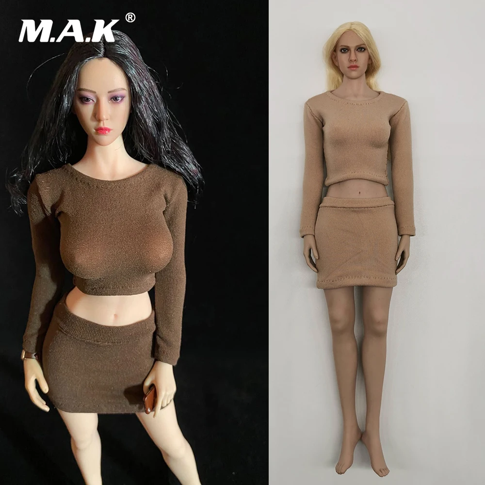 

1/6 Scale Clothes Accessories Casual suit long-sleeved knitted T-shirt &hip skirt Fit For TBLeague HT Female Figure Body Toys