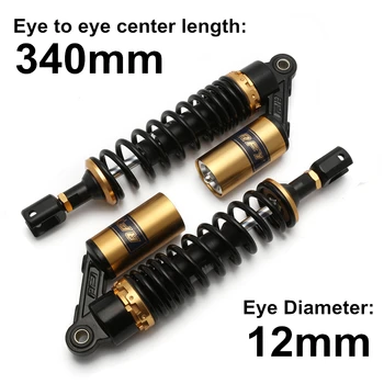 

1pair Spring 8mm 13.5" 340mm Motorcycle Air Shock Absorber Rear Suspension Fork Type Motor Dirt Bike Scooter ATV Quad Black D30