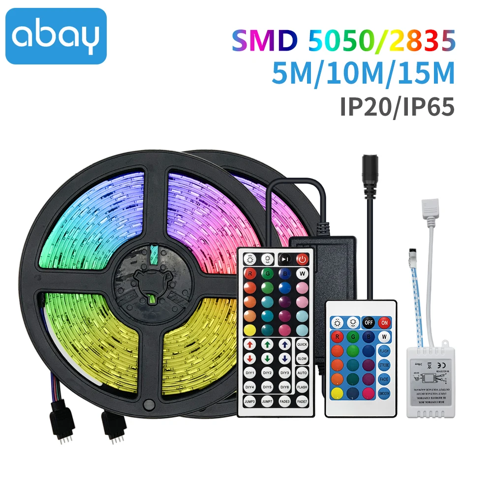 Светодиодная лента 5050 2835 RGB 5 м 10 15 12 В постоянного тока водонепроницаемая гибкая