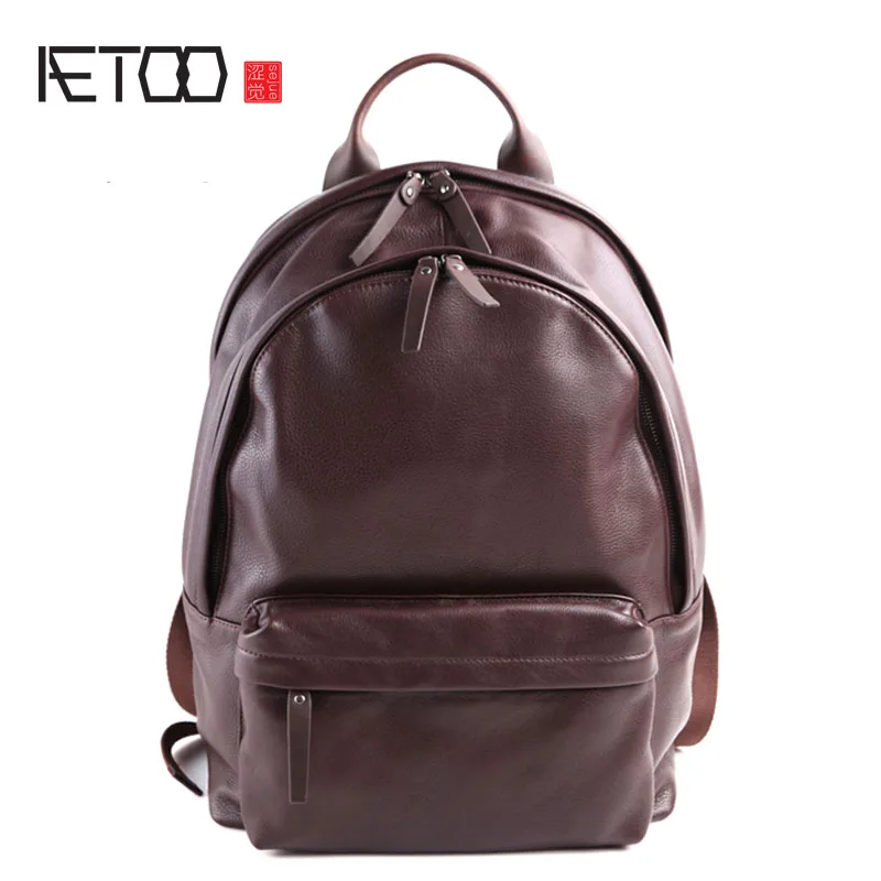 

BJYL Pure leather Europe, Japan and South Korea fashion retro casual backpack leather tide backpack backpack college wind