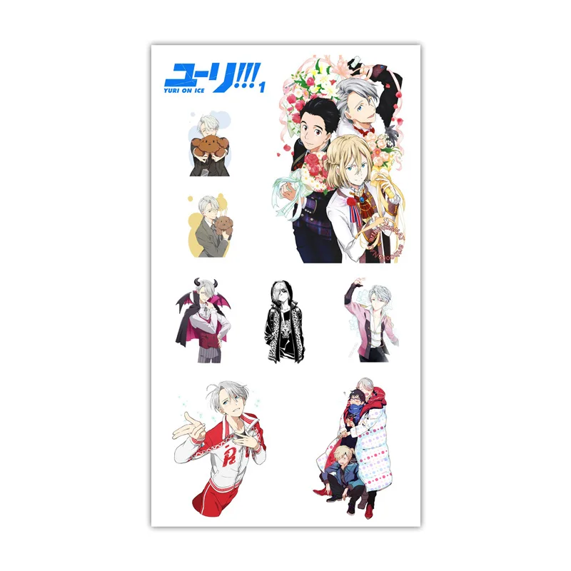 

1pc YURI!!! on ICE Tattoo Sticker Anime Stiker Water Transfer Temporary Children Tattoos Paper For Kids Body Arm