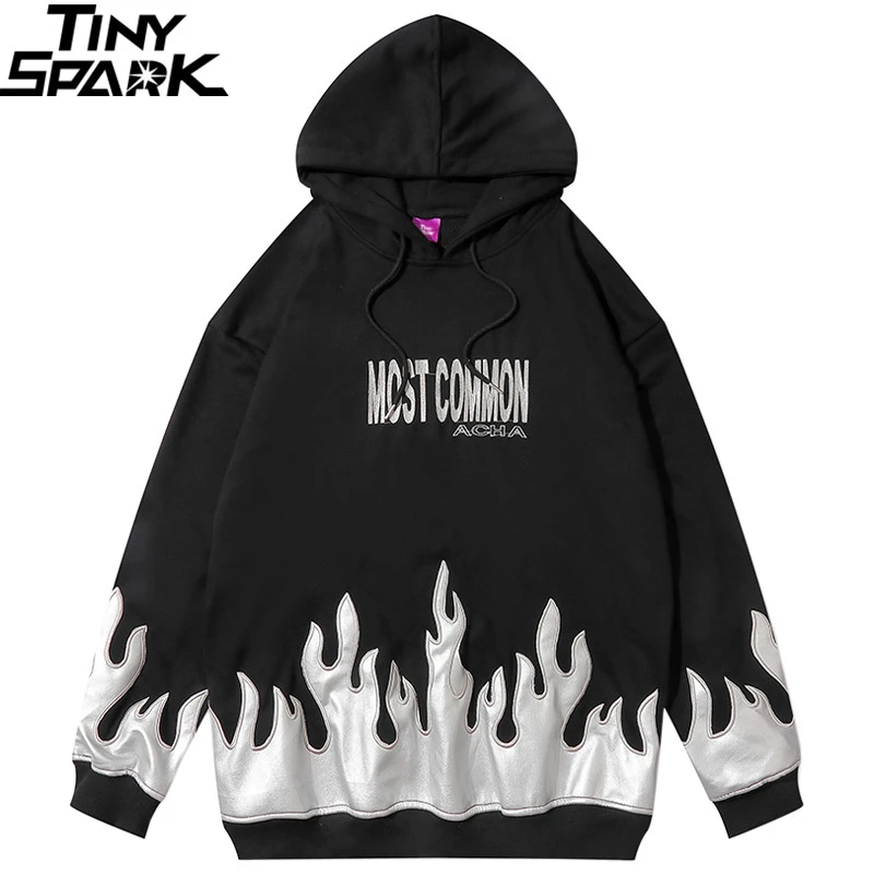 Sudadera con capucha Hip Hop Sudadera con capucha plata fuego llama Streewwear sudaderas bordado Harajuku 2019 hombres Sudadera con capucha algodón oversize nuevo|Sudaderas con capucha y sudaderas| AliExpress