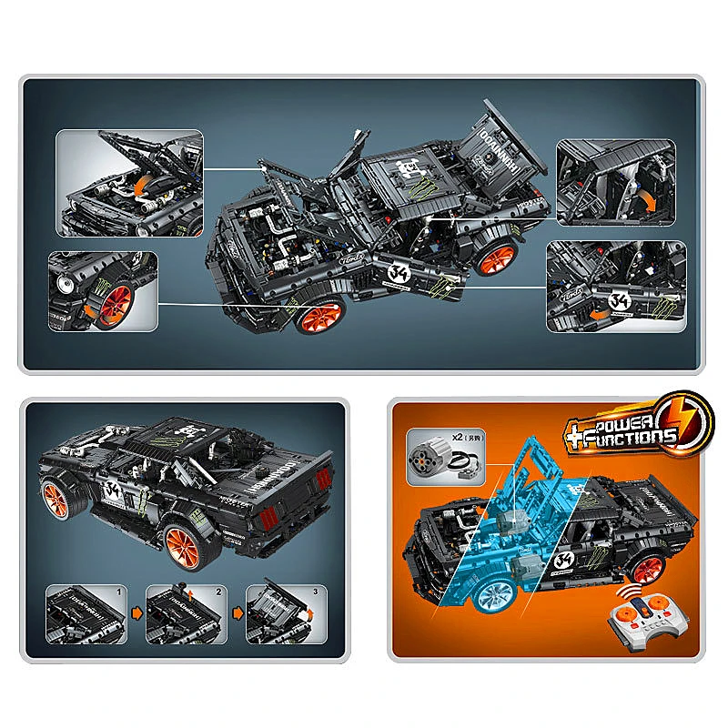 Technic серия Гоночная машина 1965 Ford Mustang Hoonicorn Гоночная машина Technic MOC-22970 FIT 20102 строительные блоки