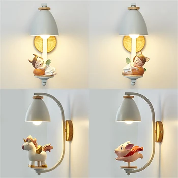

Nordic Cartoon Children's Bedroom Wall Lamps Book Study Sconces Wall Lights Living Room Modern Girl Corridor Staircase Lighting