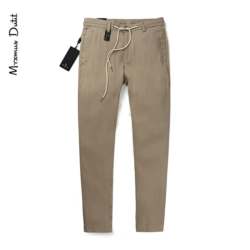 

Casual Pants Men's Summer Thin Section Loose Straight Versatile Solid Color Trousers Middle-aged Men's Rubber Band Cotton Linen