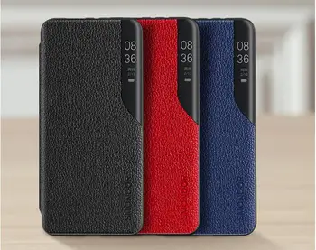 

For Xiaomi mi 10 Case leather, Original PU Flip leather Smart window phone case for xiaomi mi 10 pro cover fundas coque
