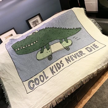 

Green Crocodile Window Mat Retro Sofa Towel Sofa Couch Sofa Cushion Rug Travel Cover Tapestry Beach Blanket
