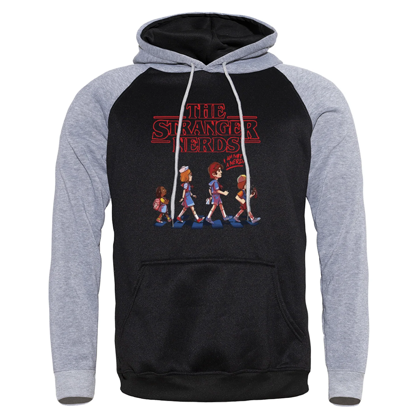 

The Stranger Nerds Cartoon Printed 2019 Raglan Hoodies Sweatshirts Mans Autumn Winter Hip Hop Streetwear Fahison Hooded Harajuku