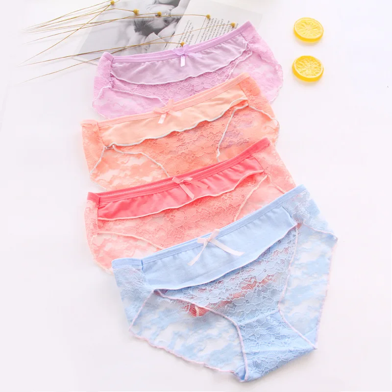 

1-3 pcs Sexy Lace Underwear Women Transparent Low Waist Panties Cotton Crotch Briefs for Girls Breathable Seamless Lingeries