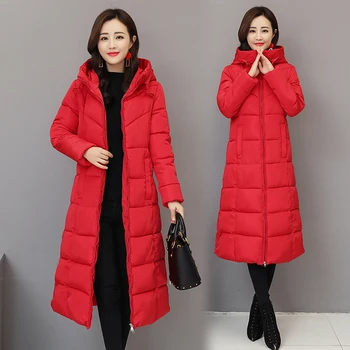 

2020 Winter Parka Women Hooded Warm Coat Korean Cotton Padded Jacket Long Thick Down jacket Ladies Plus size Slim Overcoat 6XL
