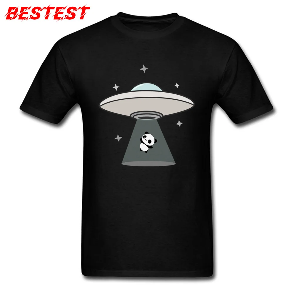 Faddish UFO T-shirt Men Youth T Shirts O Neck 100% Cotton Fabric Kawaii Cute Panda Bear Abduction Tops Summer Tee-shirt |