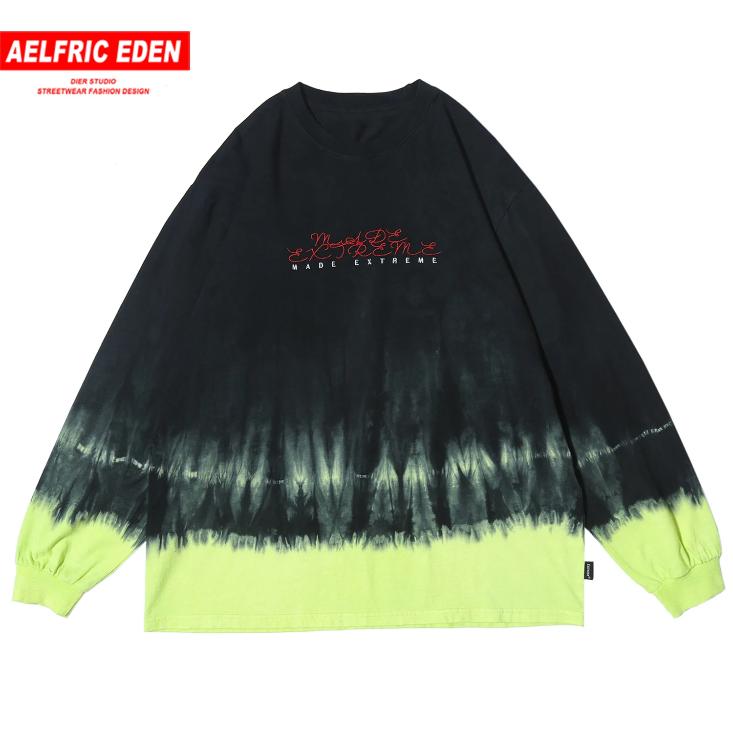 

Aelfric Eden Vintage Tie Dying Letter Print Men Sweatshirts 2020 Harajuku Hip Hop Tops Fashion Streetwear Casual Cotton Pullover