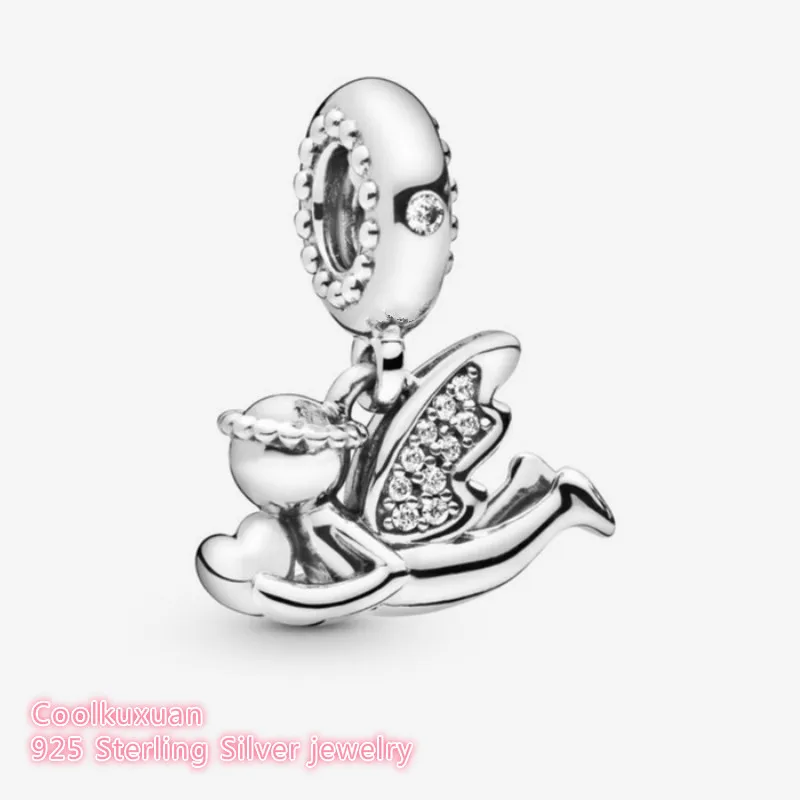 Winter 100% 925 Sterling Silver Angel of Love Dangle Charm beads Fits Original Pandora bracelets Jewelry Making | Украшения и