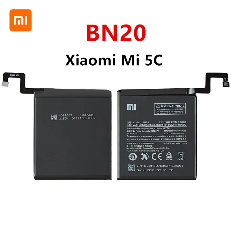 Оригинальный аккумулятор Xiao mi BN20 2860 мАч для Xiaomi Mi 5C M5C Mi5C высококачественные