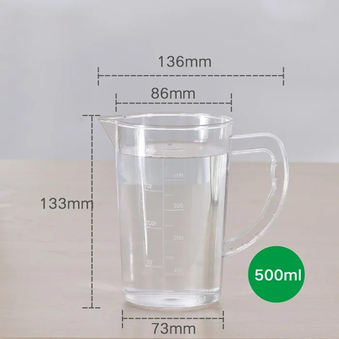 500ML Небьющийся пластиковый мерный стаканчик для измерения жидкости, контейнер, лабораторный измерительный инструмент, прочный - Цвет: 500ML