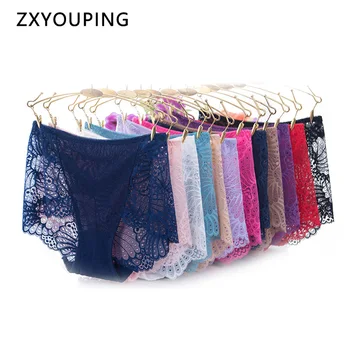 

3Pcs Women Transparent Lace Underwear Sexy High Waist Seamless Briefs Hollow Breathable Ladies Intimates Lingerie M-XL Plus Size