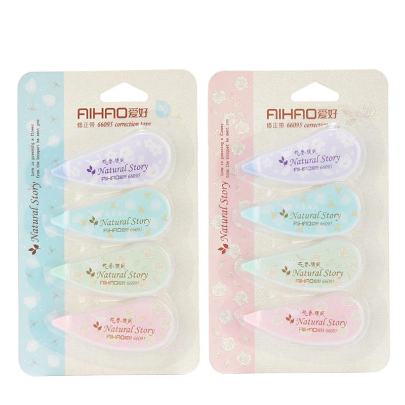

4 Pcs/pack Kawaii 1.8m Flower Bird Plastic Correction Tapes Set For Kids Students Gift School Stationery