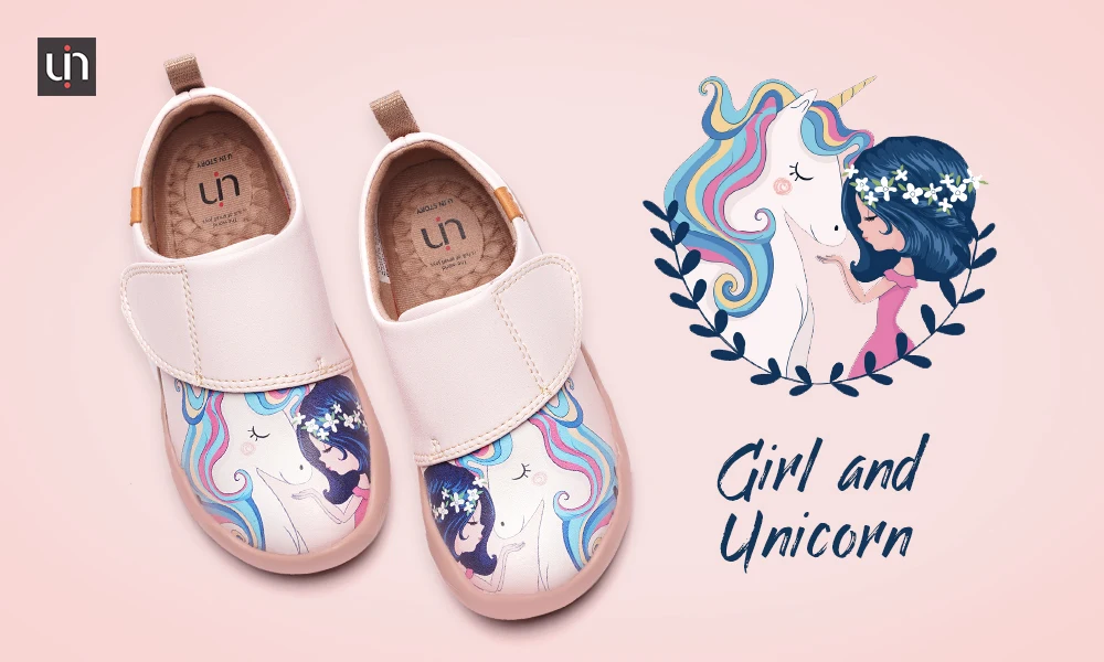 UIN Girl and Unicorn художественная Раскрашенная детская модная Розовая обувь из микрофибры кожаные кроссовки для девочек/мальчиков Удобная обувь осень/весна