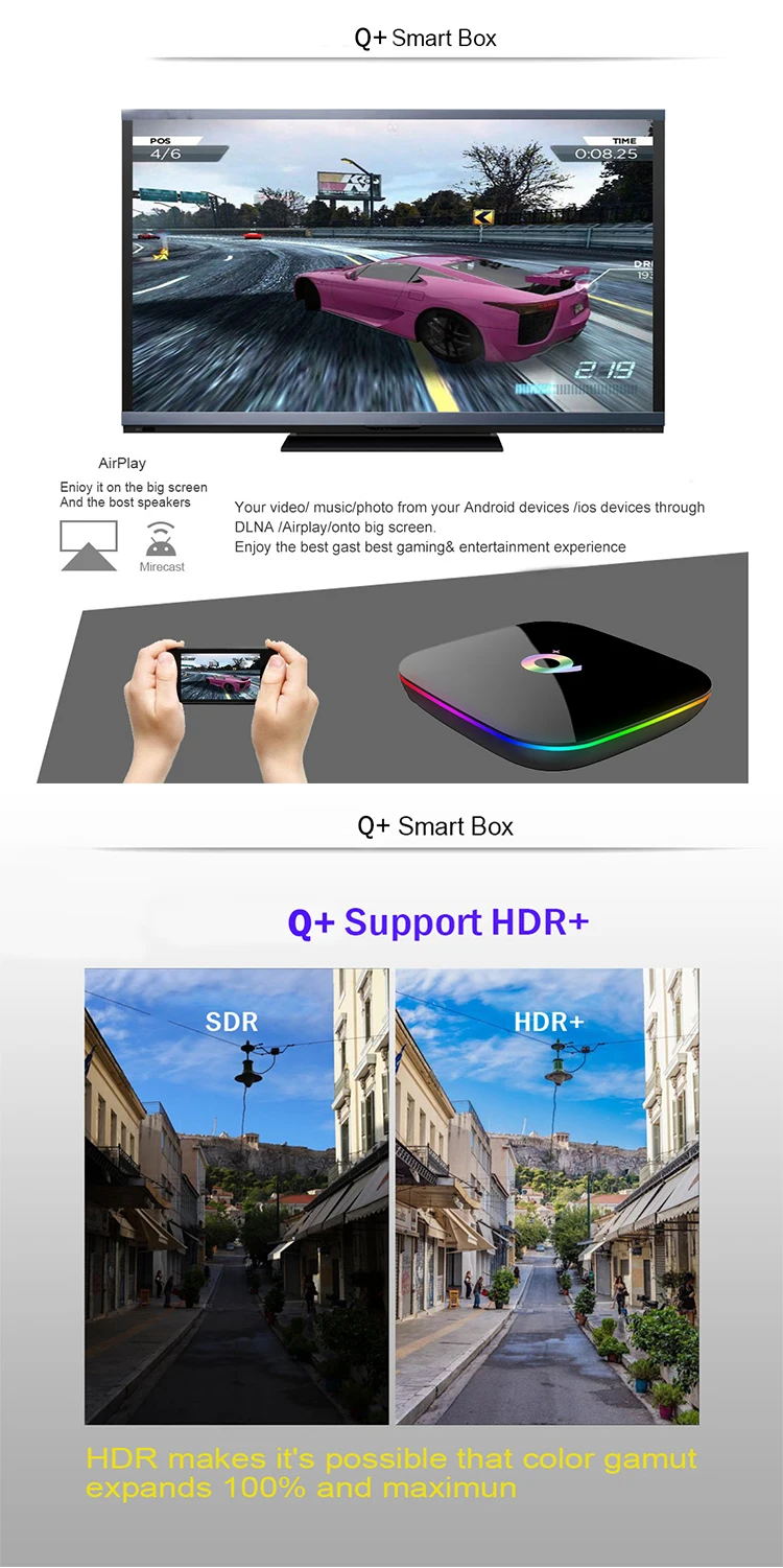 ILEPO Q Plus Mi Box ТВ приставка Android 9,0 Восьмиядерный Ddr4 Rtv приставка топ модель коробки HDMI 2,0 ТВ приставка Android Tv Sata Iptv подписка
