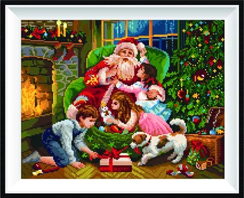 

5D AB Diamond Painting Super High Quality Crystal Embroidery Santa Claus with Kids Christmas Gift Fun Mosaic Beadwork Home Decor
