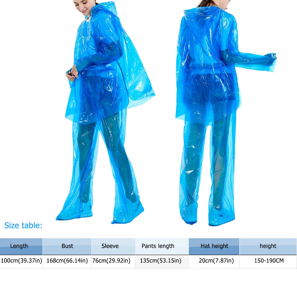 2pcs Women Men Waterproof Disposable Raincoat Adult Split Hooded