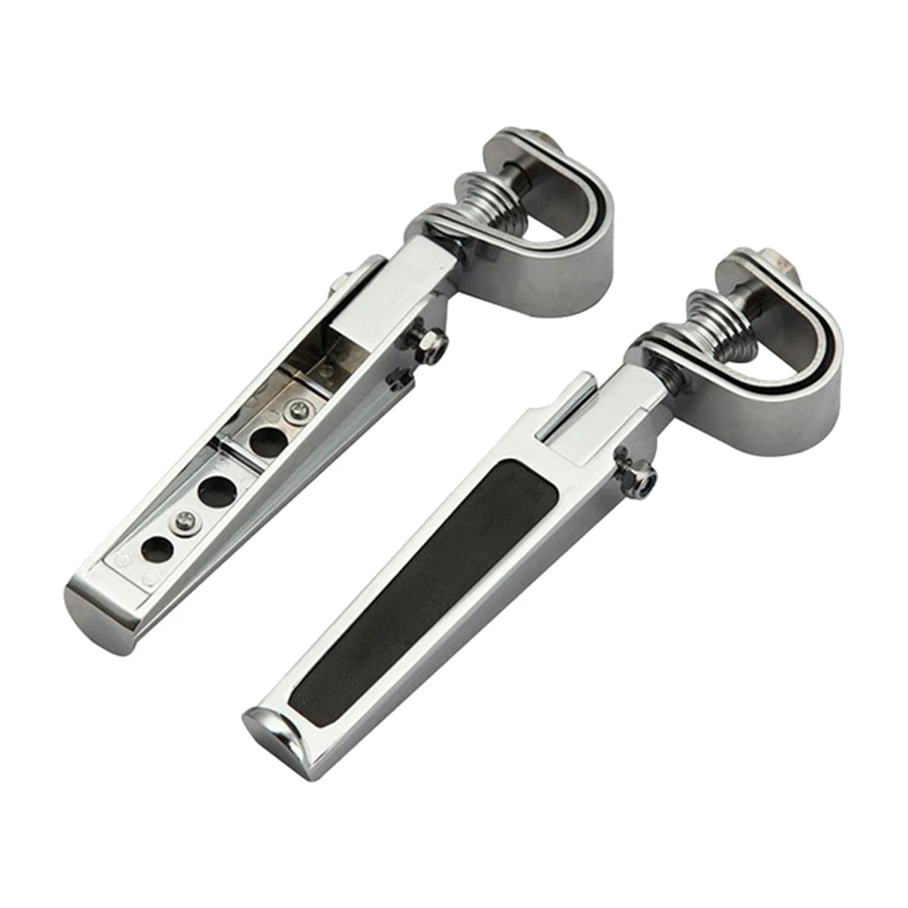 2pcs Silver Universal Motorcycle Foot Pegs Bracket Folding Engine Crash Bar