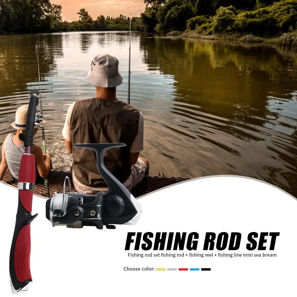

Mini 1.4M Fishing reel Rod Fishing Rod with reel Fishing Pole Light Weight Portable Short Type Beginner Fishing Rod